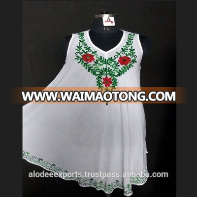 White Umbrella Dress for Summer with Embroidery woman dress